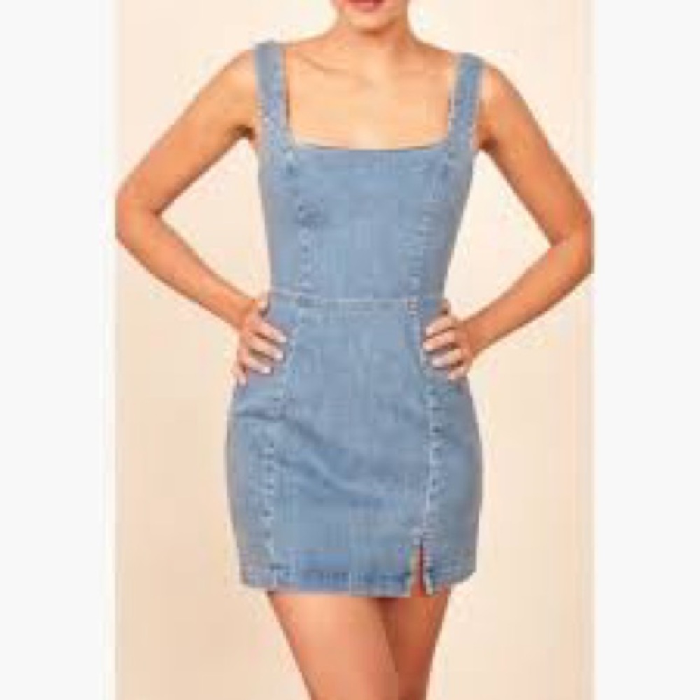 Reformation stretch denim mini dress.  Worn once.